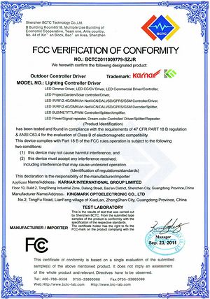 उत्पादन प्रमाणपत्र,प्रमाणपत्र,एलसीडी वॉल वॉशर लाइटसाठी एफसीसी प्रमाणपत्र प्रमाणपत्र 3,
IMAGE0004,
कर्नार इंटरनॅशनल ग्रुप लि