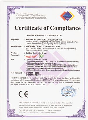 UL Certificate,GS Certificate,Certificat de certificat de ROSH pour lumière de lumière de la LED 2,
c-LVD,
LED INTERNATIONAL GROUP LTD