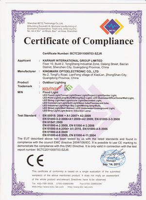 UL Certificate,Certificate,ROSH takardar shaidar takardar shaidar don LED karkashin kasa haske 4,
f-EMC,
KARNAR INTERNATIONAL GROUP LTD