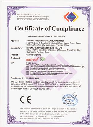 FCC-sertifikat,UL-sertifikat,ROSH sertifikat sertifikat for LED virtuelle virkelighetslys 5,
f-EN62471,
KARNAR INTERNATIONAL GROUP LTD